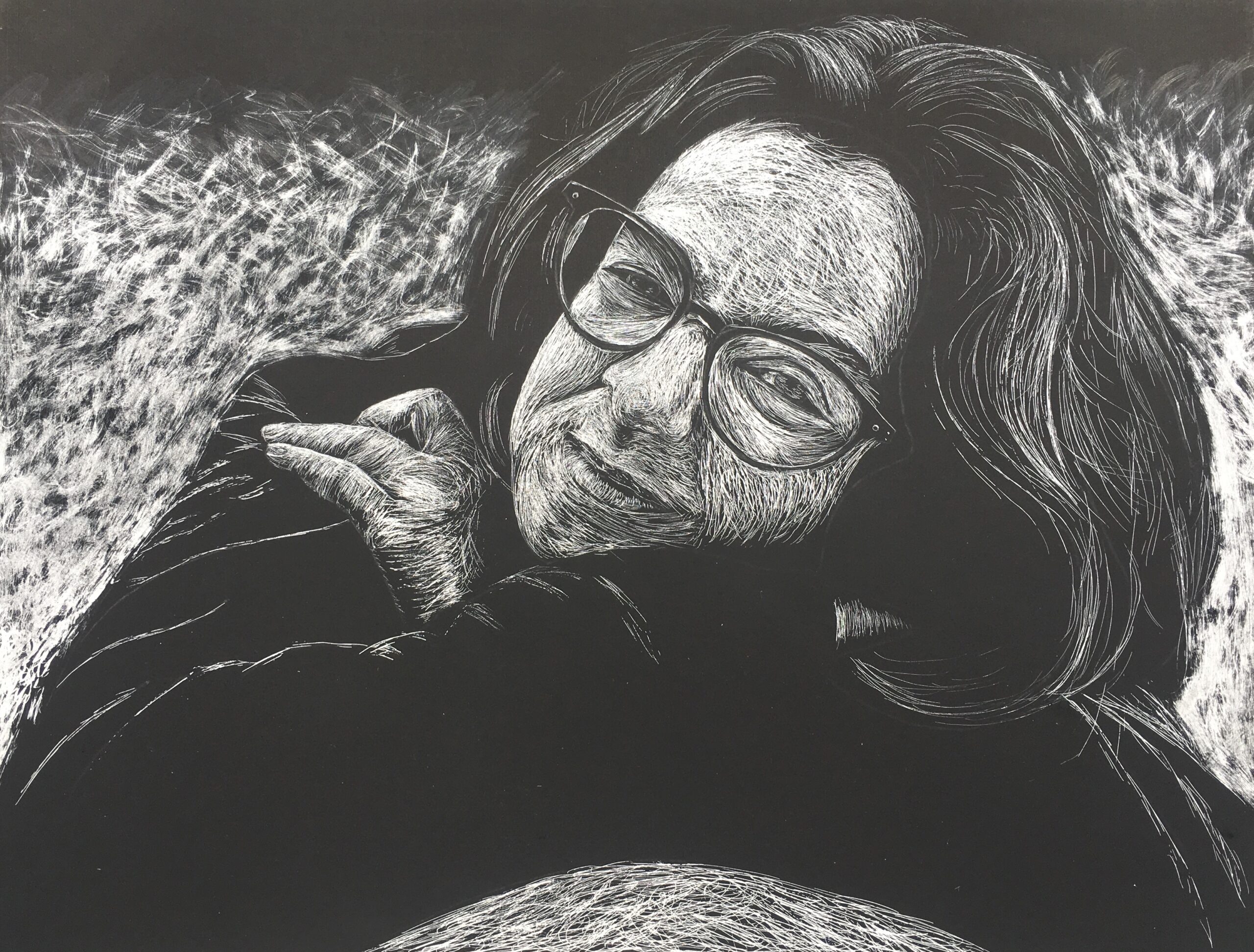 Scratchboard Self-Portrait II